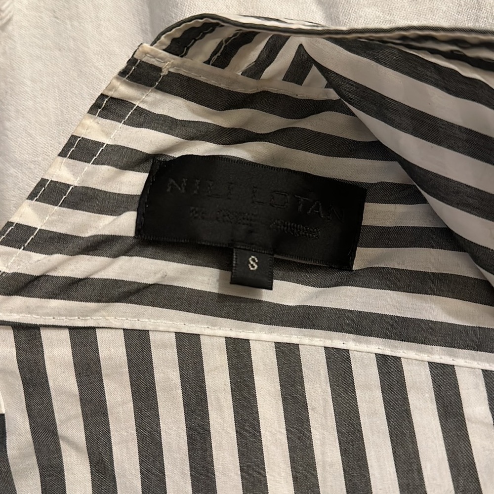 Nili Lotan 3/4 Sleeve Stripe Button Down Shirt - Picture 5 of 6